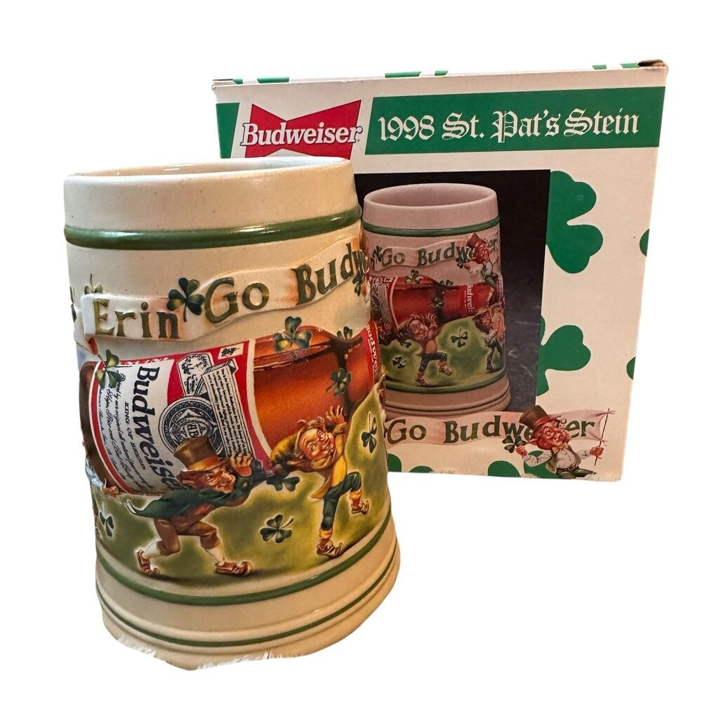 Budweiser Erin Go Budweiser 1998 St. Patrick's Day Beer Stein Mug